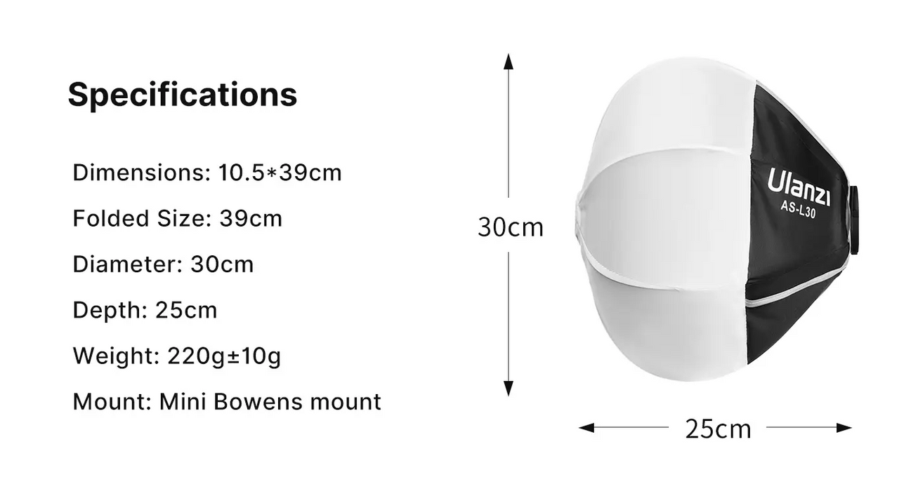 Ulanzi  AS-L30 - Soft Box 30cm pour LT08