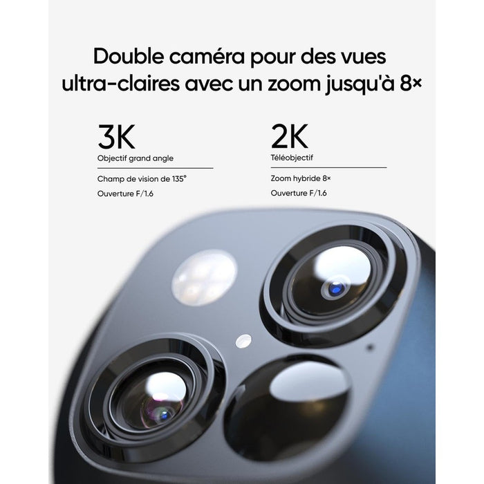 Eufy SoloCam S340 - Caméra Solaire 360° 3K WIFI, Compatible HomeBase 3