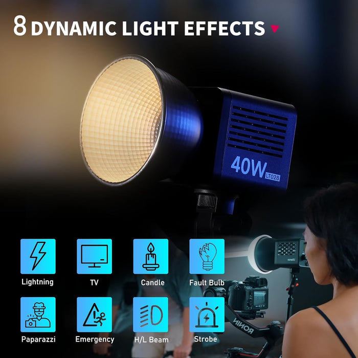 Ulanzi LT028 - Lampe LED COB 40W 2500-6500K rechargeable, avec 8 Effets de lumière