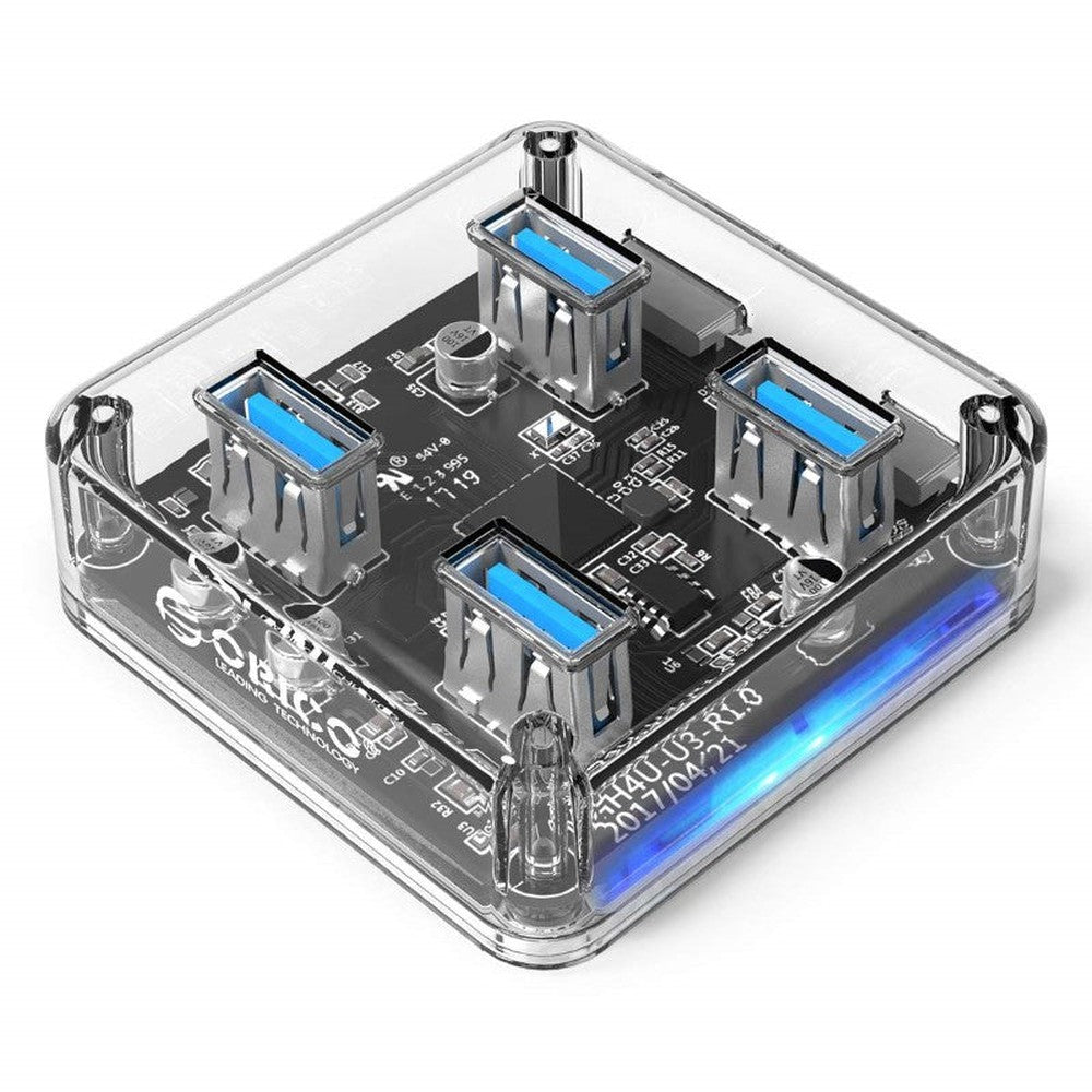 ORICO - Hub carré 4 ports USB 3.0, transparent