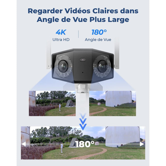 Reolink Duo 2 Wifi - Caméra extérieure 4K 8MP, grand angle de vision 180° - Détection intelligente